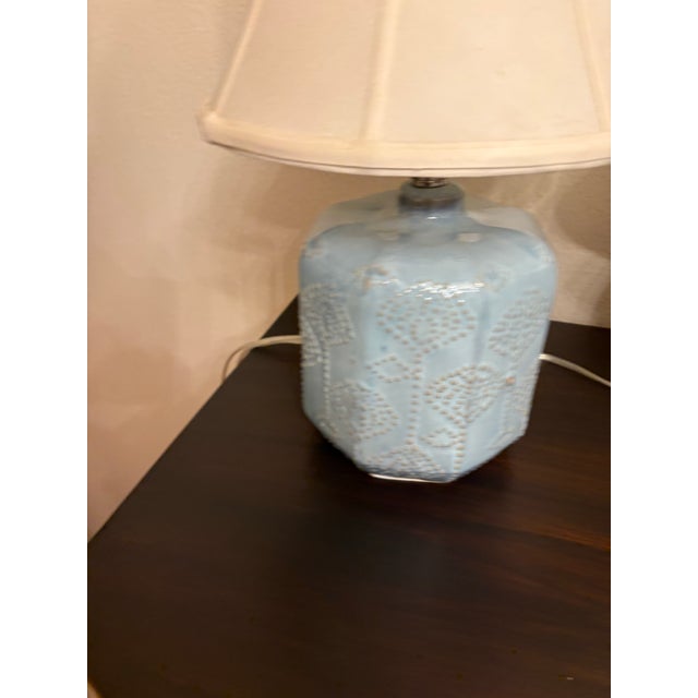 1980s French Blue 22” Vintage Ceramic Table Lamps-a Pair For Sale - Image 5 of 7