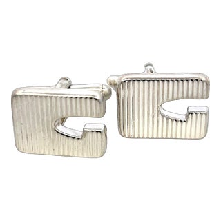 1990s Gucci Estate Mens Cufflinks Sterling Silver G38, A Pair For Sale