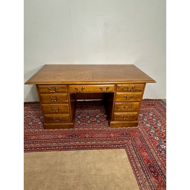 1990s 1990s Vintage Oak Desk Flat Top For Sale - Image 5 of 9