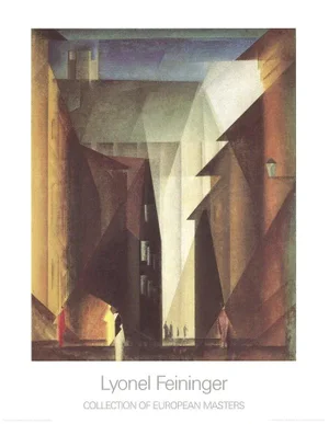 Lyonel Feininger 'Church view' Expressionism Brown,Black,White,Yellow Germany Offset Lithograph