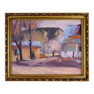 Unsigned Ranch With Fall Trees Oil Painting For Sale