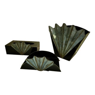 French Art Deco Waste Basket Tissue Holder - Set of 3 For Sale