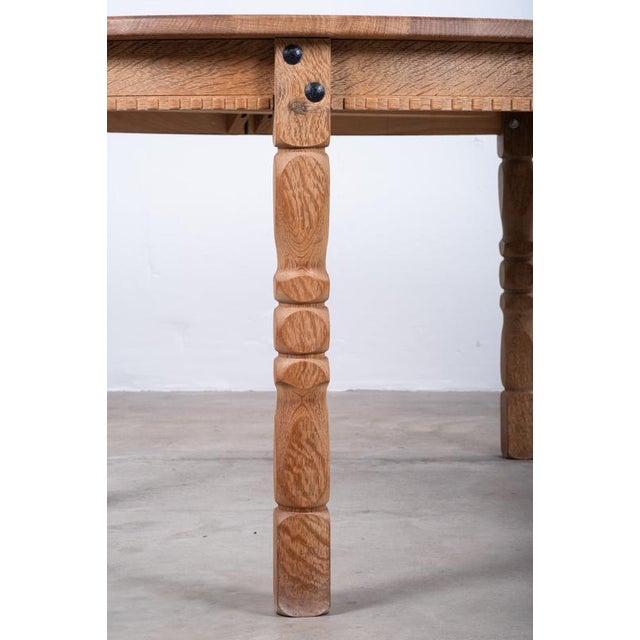 Brutalist Oval Oak Dining Table by Henning Kjærnulf, Denmark, 1960s For Sale - Image 6 of 14