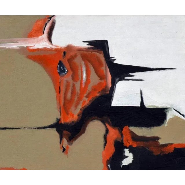 Striking abstract with black, brown and orange by an unknown artist (American, 20th Century). Signed "Kimball" lower...