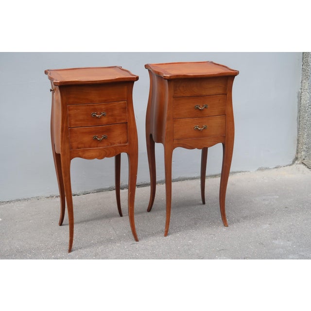 1950s 1950s Set of Two French Louis XV Style Nightstands. For Sale - Image 5 of 13