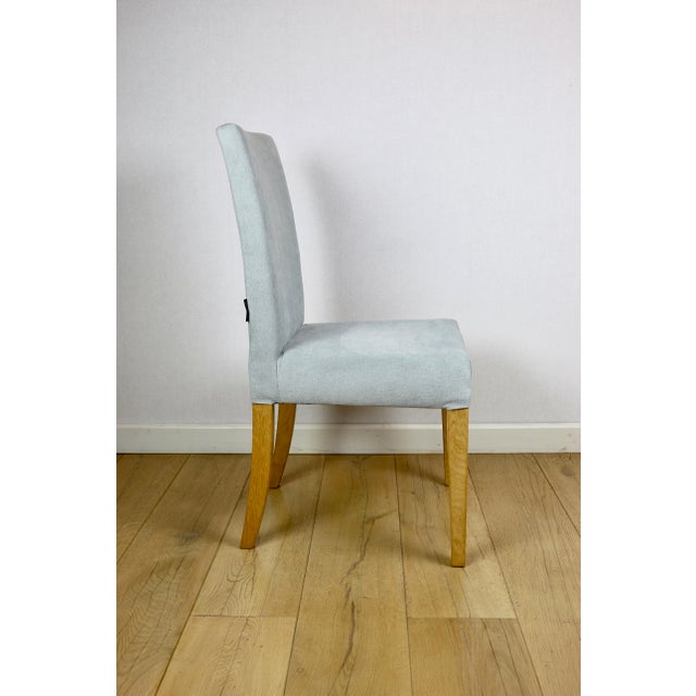 Celadon Blue Upholstered Oak Chairs from Ikea, 1970s, Set of 2 For Sale - Image 10 of 13