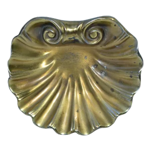 Vintage Solid Bronze Nautical Scallop Shell Bowl Catchall Vide Poche