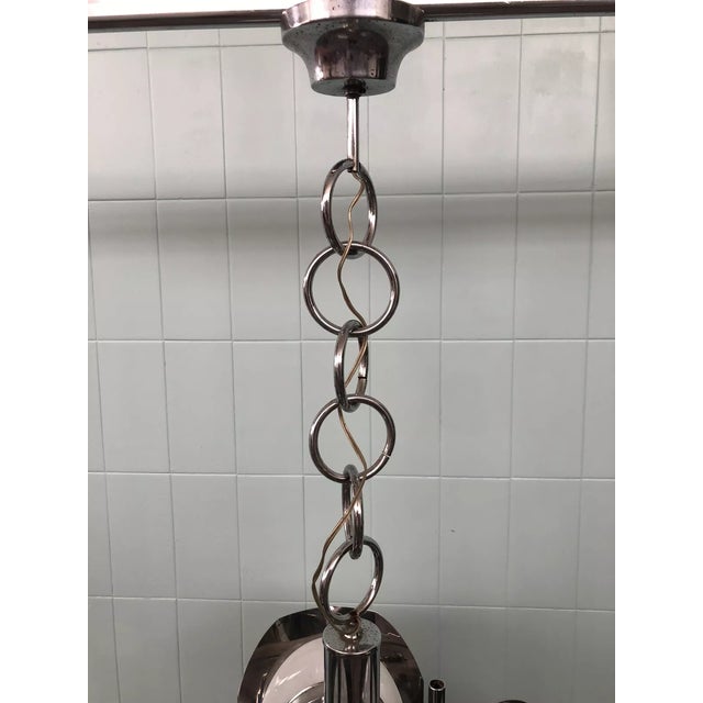 Silver Italian Hanging Light in Chromed Steel and Glass Sphere Lampshades, 1970s For Sale - Image 8 of 10