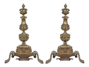 Bronze & Wrought Iron Figural Andirons - A Pair