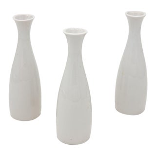 Collection of Three White Single Bud Vases, French Early 21st C. For Sale