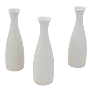 Collection of Three White Single Bud Vases, French Early 21st C.