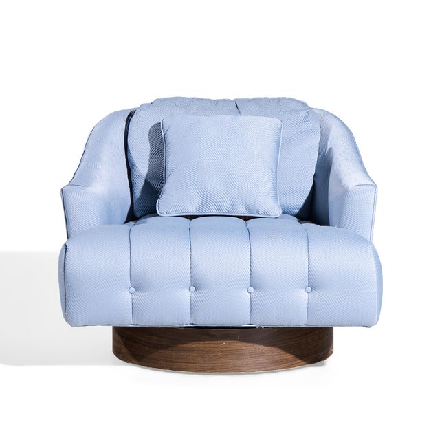 Mid 20th Century Harvey Probber Style Mid Century Walnut Swivel Lounge Chairs - Pair For Sale - Image 5 of 12