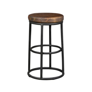Reclaimed Wood and Iron Counter Stool For Sale