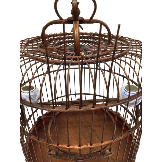 1900 - 1909 Antique Bamboo Chinese Bird Cage For Sale - Image 5 of 13
