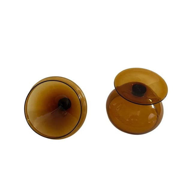 1960s Vintage 1960s Mid Century Modern Dark Amber Empoli Apothecary Glass Jar, Italy For Sale - Image 5 of 5