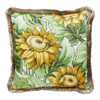 The House of Scalamandré Sunflower Print Square Pillow, Harvest For Sale