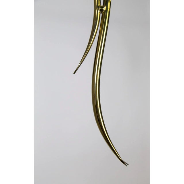 Mid-Century Modern Mid Century 2-Light Pendant With Mint & Red Trumpet Flower Shades & Curved Stem For Sale - Image 3 of 13