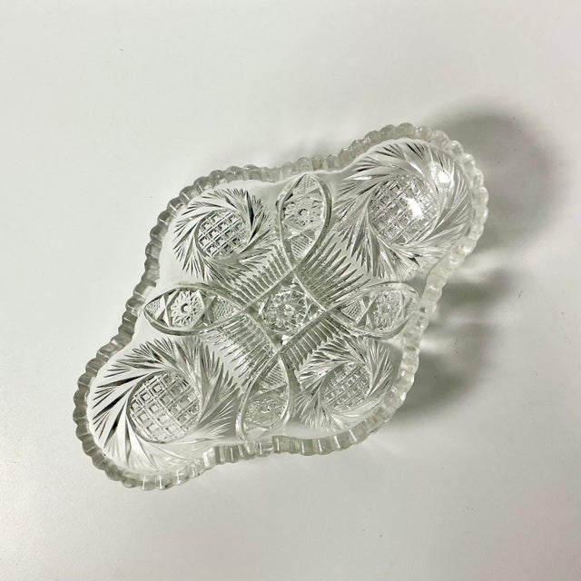 Late 1800s Antique Boho Chic Hollywood Regency American Brilliant Cut Relish Serving Dish. For Sale - Image 6 of 10