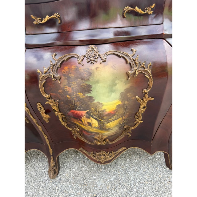 Antique Hand-Painted French Bombe Buffet For Sale - Image 12 of 18