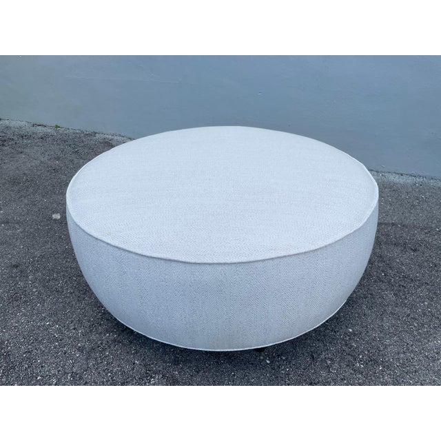 Wood Round Vintage Ottoman by T.H. Robjohns-Gibbings For Sale - Image 7 of 17