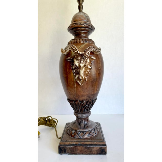 Mid 20th Century Mid 20th Century Traditional Ram Head Carved Alabaster Marble Urn Lamp For Sale - Image 5 of 13