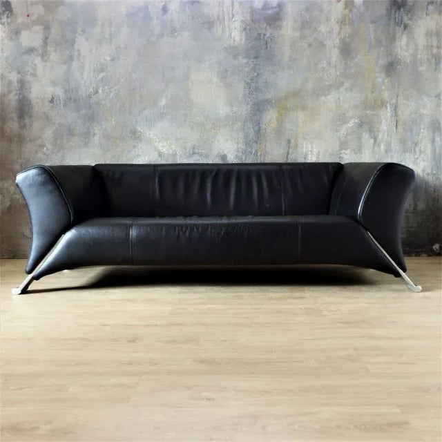 Black Leather 3-Seat Sofa by Rolf Benz, 2000s For Sale - Image 9 of 9
