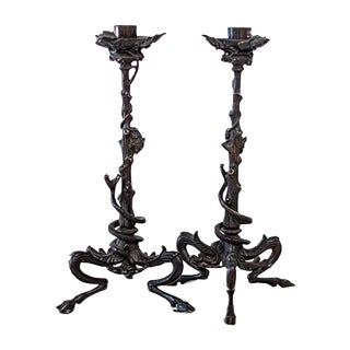 Bronze Candleholders by Victor Paillard, Set of 2 For Sale