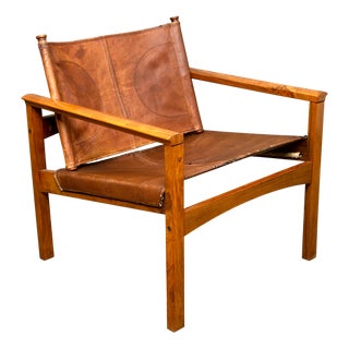 Vintage Rosewood Safari Armchair by Michel Arnoult, 1960s For Sale