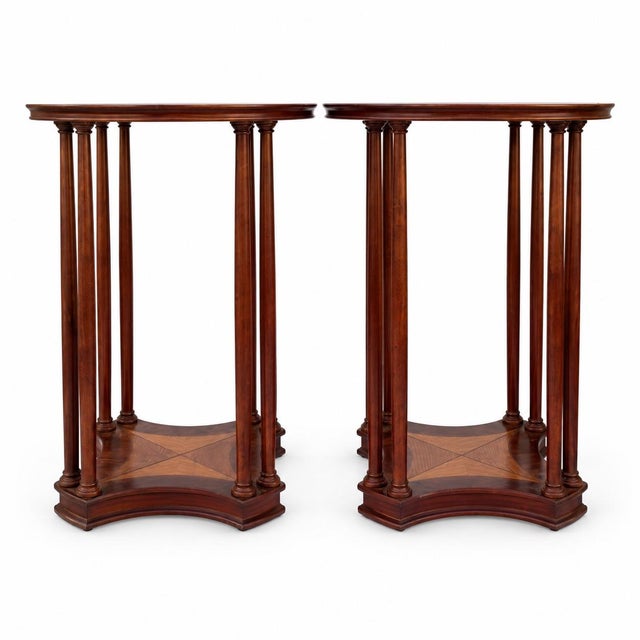 Victorian English Regency Side Starburst Inlaid Mahogany Drinks Side Tables - Pair For Sale - Image 3 of 5