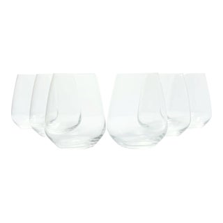 Luigi Bormioli “Crescendo” Set of 6 Stemless Wine Glasses For Sale