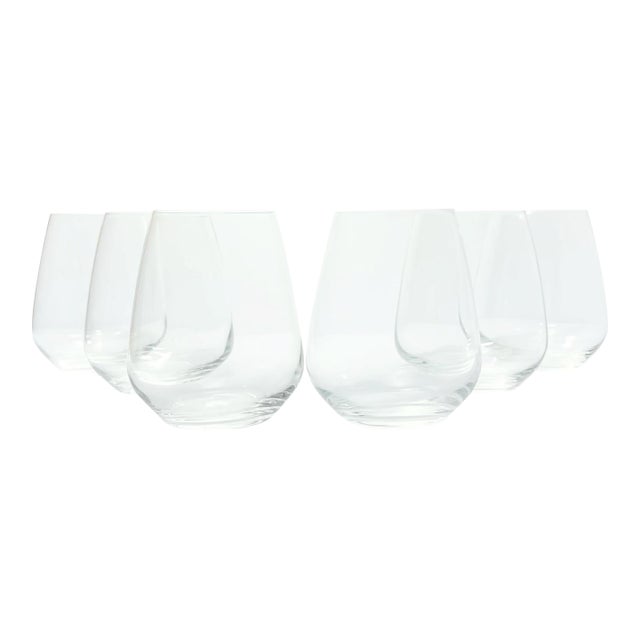 Luigi Bormioli “Crescendo” Set of 6 Stemless Wine Glasses For Sale