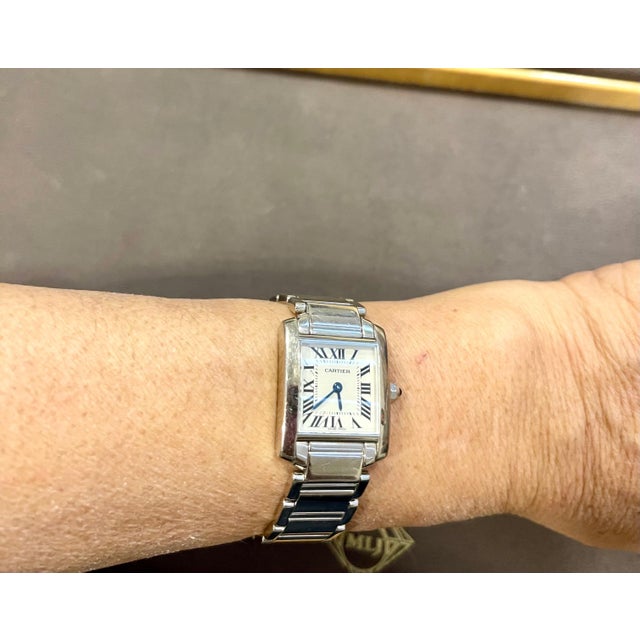 Cartier Tank Francaise 2403 18K White Gold Ladies Watch Pre Loved For Sale - Image 18 of 18