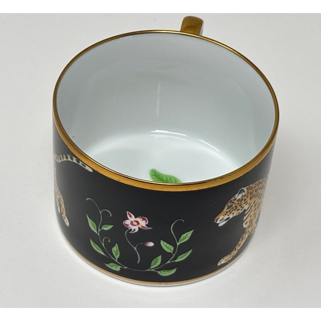 Lynn Chase Jaguar Jungle Porcelain Cup and Saucer With Gold Trim For Sale - Image 14 of 16