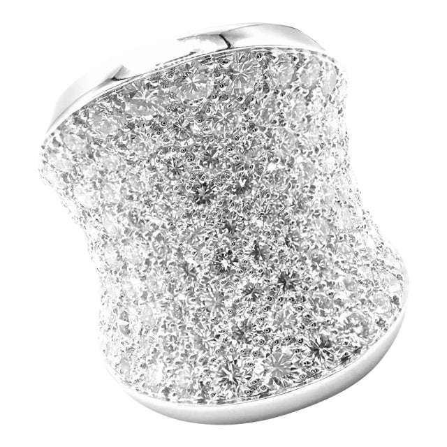 Cartier Chalice 18k White Gold Diamond Large Ring Paper, size 6 For Sale