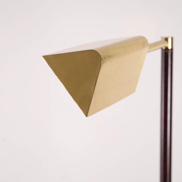 Gold Vintage Brass and Wood Floor Lamp, 1980s For Sale - Image 8 of 15