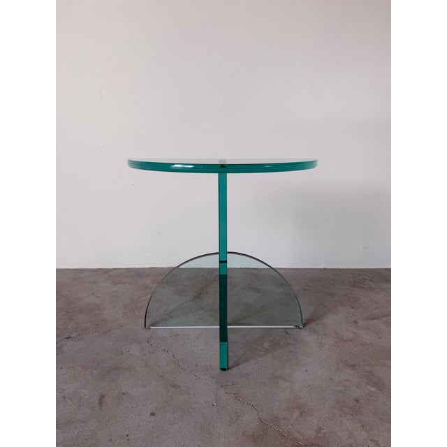 Postmodern 1980s Postmodern Italian Design Geometric Sculptural Glass Side Table For Sale - Image 3 of 12