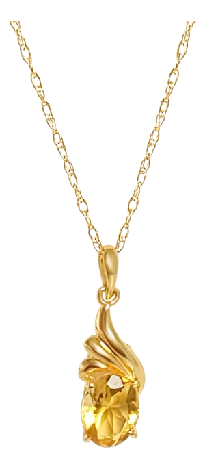 Oval Citrine Pendant 1.00cttw 14k Yellow Gold 16"
