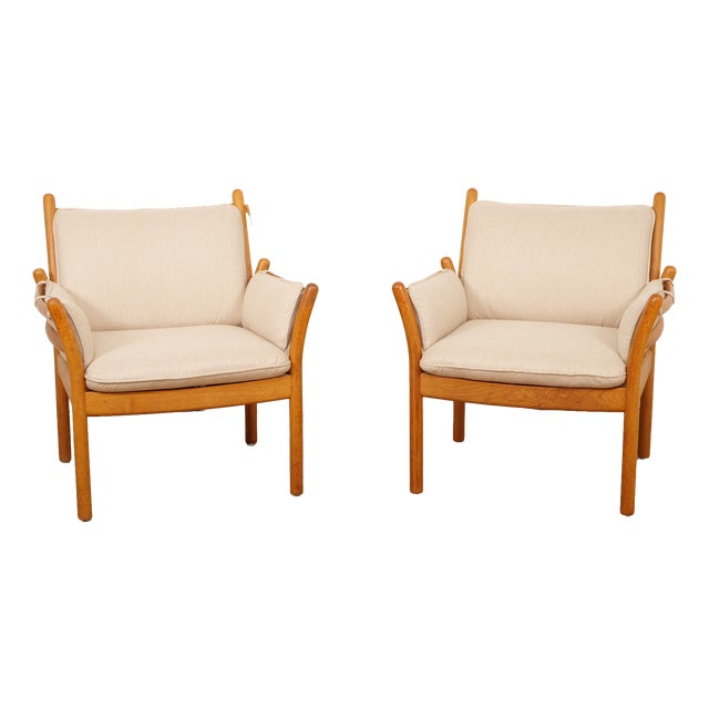 Vintage Model Genius Lounge Chairs in Teak by Illum Wikkelso for Silkeborg, 1960s, Set of 2 For Sale