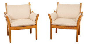 Vintage Model Genius Lounge Chairs in Teak by Illum Wikkelso for Silkeborg, 1960s, Set of 2