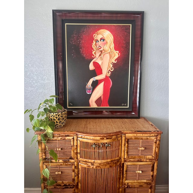 Brass 1970s Boho Chic Woven Reed & Bamboo Cabinet - Mid-Century Modern Tiki Regency Commode Dresser For Sale - Image 8 of 8