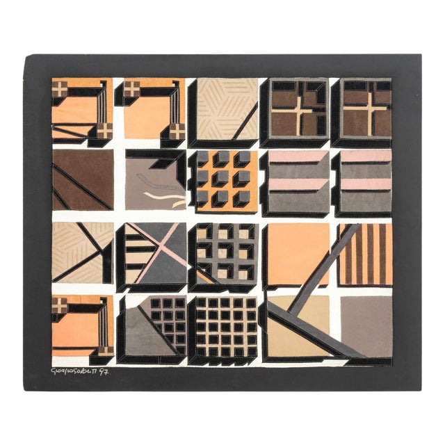 Saporiti Cubic Leather Patchwork Tapestry, 1997 For Sale