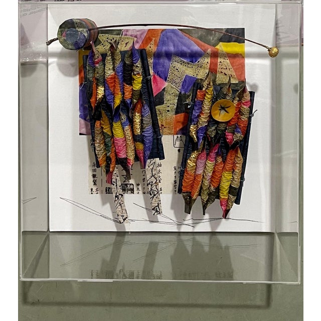 Akiko Sugiyama, Akiko Sugiyama Japanese Calligraphy Painting Collage, 3D Shadow Box Sculpture For Sale - Image 14 of 16