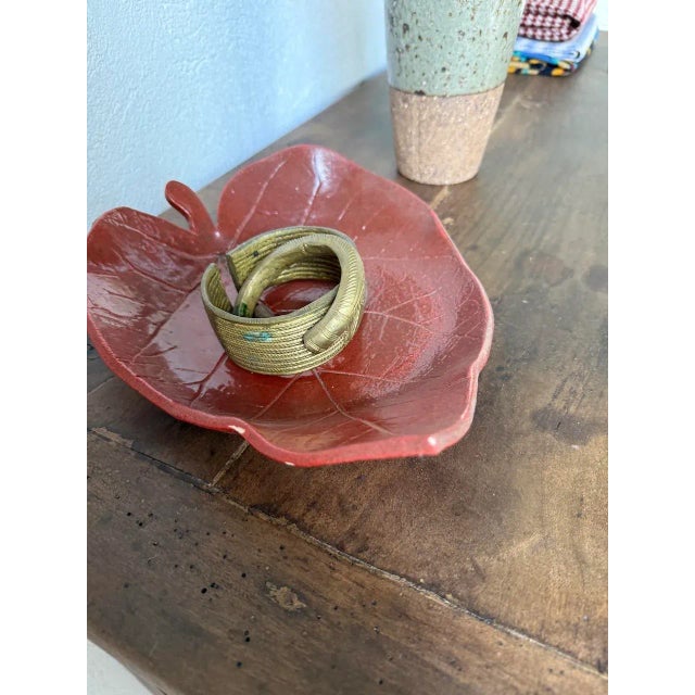 Red Leaf Ceramic Dish, 1960s For Sale - Image 15 of 18