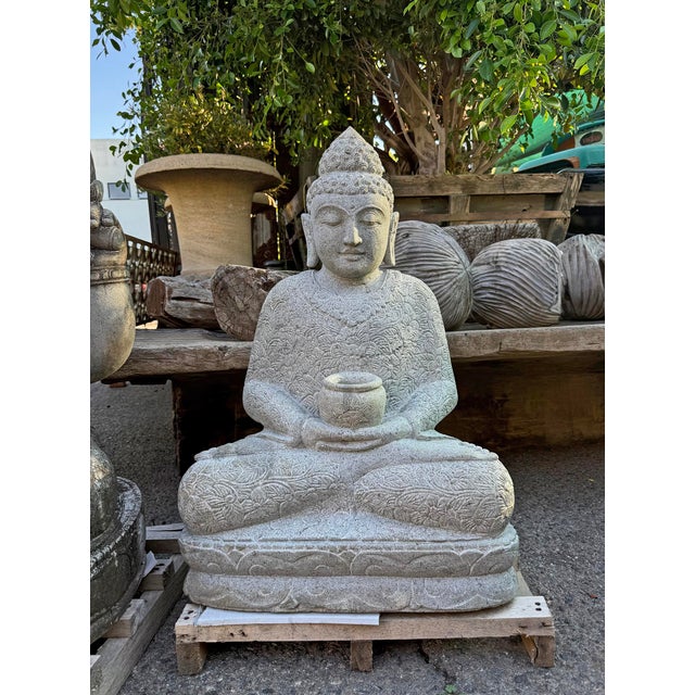 Stone Vintage Stone Carved Buddha Statue For Sale - Image 7 of 8