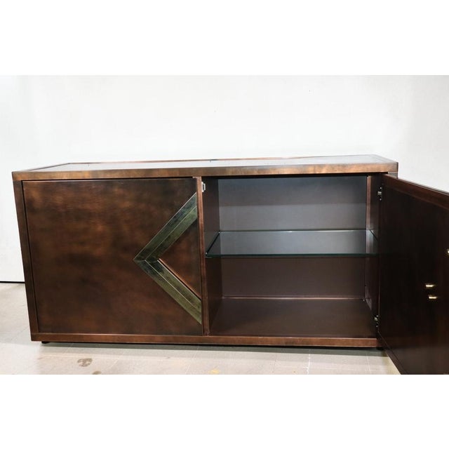 Minimalist Sideboard in Patinated Bronze Metal, 1970s For Sale - Image 12 of 18