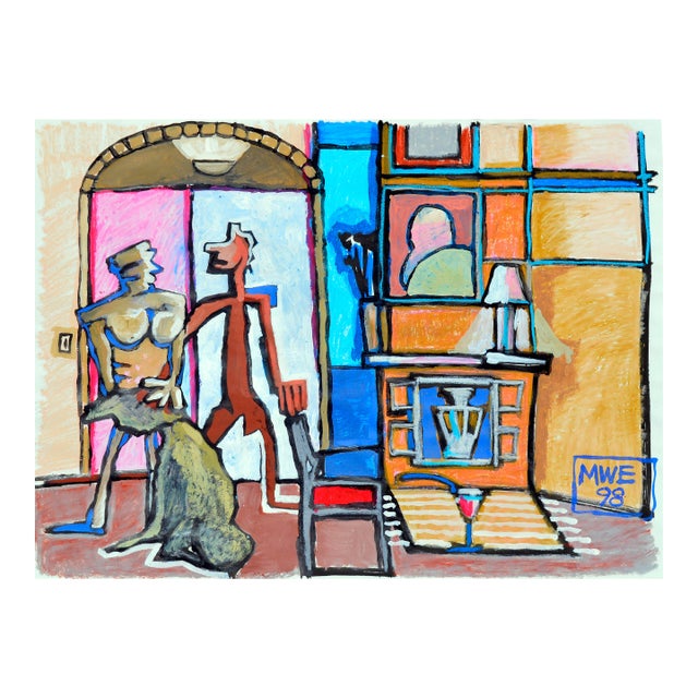 Late 20th Century Abstract -- Two Figures and Interior by Michael Eggleston For Sale