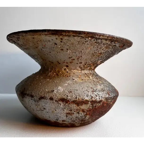 Cast Iron Spittoon with perfect volcanic glaze patina in the style of Lucie Rie "time has transformed this utilitarian...