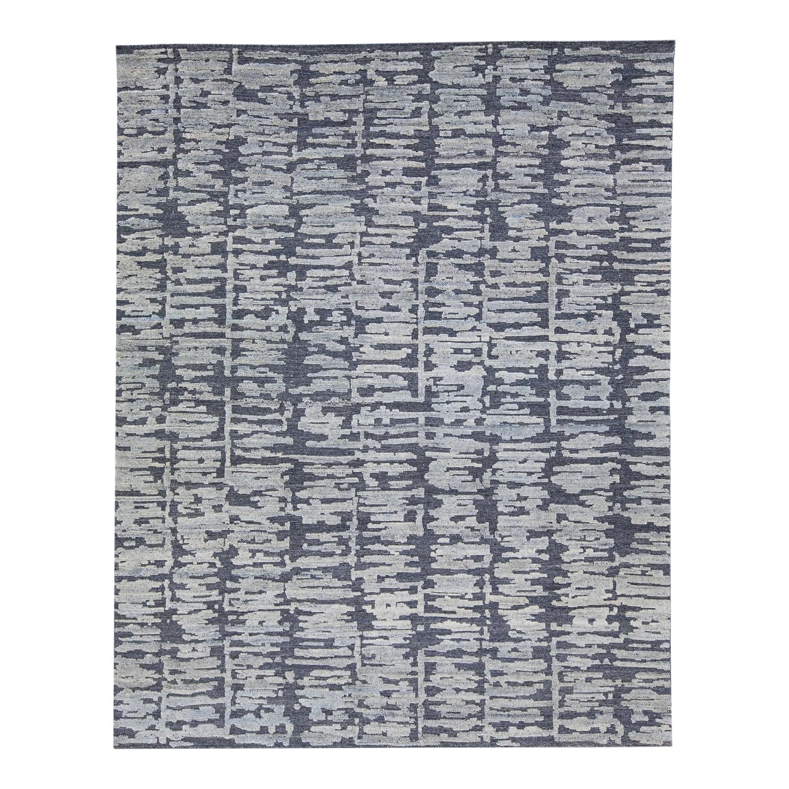 Blue Contemporary Berwyn Handmade Texture Wool Rug | Chairish