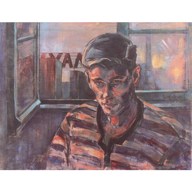 'Portrait of a Young Man' by Hank Ketcham, 1990 Figurative Oil Painting For Sale