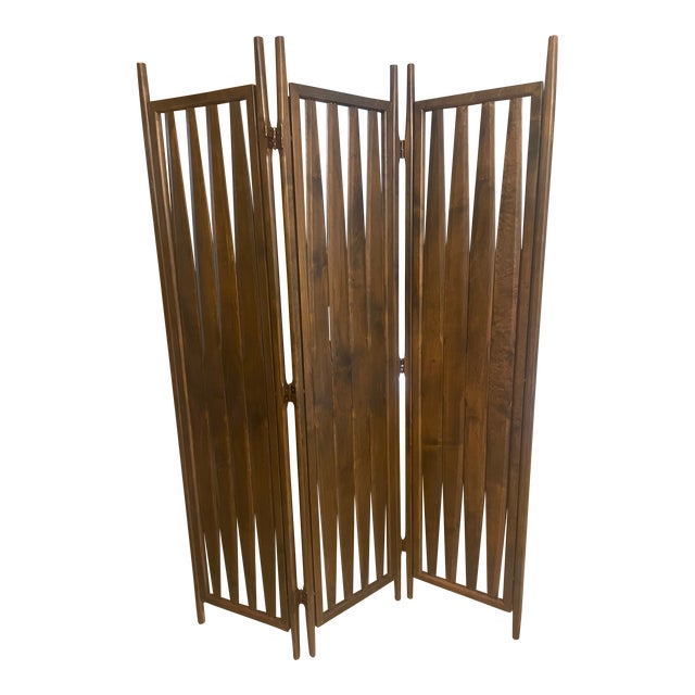 Mid-Century Walnut Folding Screen For Sale